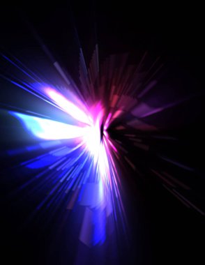 Fütürist mercek patlaması. Parlayan parçacıkları ve çizgileri olan ışık patlaması yıldızı. Güzel soyut ışın arkaplanı.