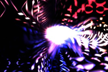 Işık parçacık izleri. Parlayan parçacıkları ve çizgileri olan ışık patlaması yıldızı. Güzel hareketli soyut ışın arkaplanı.