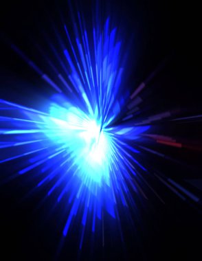 Fütürist mercek patlaması. Parlayan parçacıkları ve çizgileri olan ışık patlaması yıldızı. Güzel soyut ışın arkaplanı.