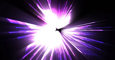 Fütürist mercek patlaması. Parlayan parçacıkları ve çizgileri olan ışık patlaması yıldızı. Güzel soyut ışın arkaplanı.