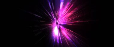 Fütürist mercek patlaması. Parlayan parçacıkları ve çizgileri olan ışık patlaması yıldızı. Güzel soyut ışın arkaplanı.