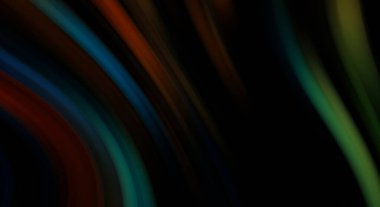 Siyah arka planda renkli düz çizgiler. Sıvı ve sıvı renkli dalgalar karanlıkta akıyor. Duvar kağıdı, afiş, arkaplan, kart, kitap, kapak, poster, afiş, broşür