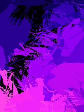 Vahşi fırça darbeleriyle yaratıcı soyut resim. Artistik fırça darbeleriyle donatılmış. Renkli ve canlı bir tasvir. Boyalı sanat.