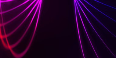 Işık dalgalarının neon renkli soyut tasarımı. Dijital arka plan ve neon ışığı parlama efekti. Parlak ışınlar duvar kağıdı.