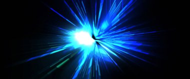 Fütürist mercek patlaması. Parlayan parçacıkları ve çizgileri olan ışık patlaması yıldızı. Güzel soyut ışın arkaplanı.