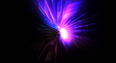 Fütürist mercek patlaması. Parlayan parçacıkları ve çizgileri olan ışık patlaması yıldızı. Güzel soyut ışın arkaplanı.