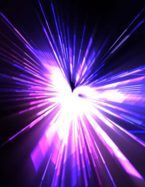 Fütürist mercek patlaması. Parlayan parçacıkları ve çizgileri olan ışık patlaması yıldızı. Güzel soyut ışın arkaplanı.