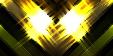 Soyut parlayan geometrik ışıklar arka planda. Fraktal simetrik grafik çizimi. Parıldayan ve parıldayan çubukları kesiştir.