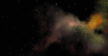 Galaksi uzayındaki yıldız alanı renkli nebula ile. Uzayın derinliklerinin bilim kurgu geçmişi. Ruhsal duvar kağıdı.