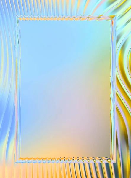 摘要框框背景 色彩艳丽的波浪形设计墙纸 具有中心框架的创造性图形2D说明 动态形状流动的趋势流体盖层 — 图库照片
