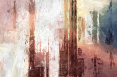 Soyut arkaplanda pürüzlü fırça darbeleri. Fırça boyası. Renkli boya darbeleri. Eşsiz duvar sanatı. Tuvaldeki modern sanat. Renkli çağdaş sanat eserleri. 