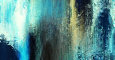 Modern sanat. Renkli çağdaş sanat eserleri. Renkli boya darbeleri. Soyut arkaplanda fırça darbeleri. Fırça boyası. Eşsiz duvar sanatı.