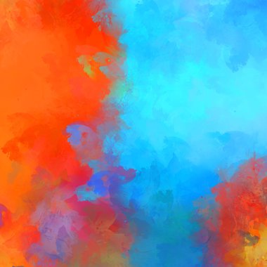 Canlı fırça darbeleriyle boyanmış. Renkli desenli resim. Fırçalanmış duvar kağıdını boya.