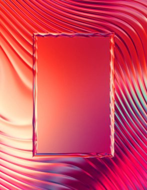 Soyut çerçeveli arkaplan. Renkli, canlı, dalgalı bir duvar kağıdı. Merkezi çerçeveli yaratıcı grafik 2d çizim. Dinamik şekilli modaya uygun sıvı örtüsü.