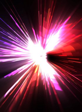 Fütürist mercek patlaması. Parlayan parçacıkları ve çizgileri olan ışık patlaması yıldızı. Güzel soyut ışın arkaplanı.