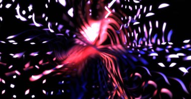 Işık parçacık izleri. Parlayan parçacıkları ve çizgileri olan ışık patlaması yıldızı. Güzel hareketli soyut ışın arkaplanı.