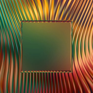 Soyut çerçeveli arkaplan. Renkli, canlı, dalgalı bir duvar kağıdı. Merkezi çerçeveli yaratıcı grafik 2d çizim. Dinamik şekilli modaya uygun sıvı örtüsü.