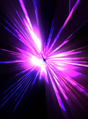 Fütürist mercek patlaması. Parlayan parçacıkları ve çizgileri olan ışık patlaması yıldızı. Güzel soyut ışın arkaplanı.