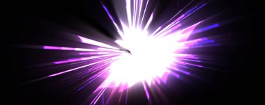Fütürist mercek patlaması. Parlayan parçacıkları ve çizgileri olan ışık patlaması yıldızı. Güzel soyut ışın arkaplanı.