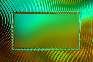 Soyut çerçeveli arkaplan. Renkli, canlı, dalgalı bir duvar kağıdı. Merkezi çerçeveli yaratıcı grafik 2d çizim. Dinamik şekilli modaya uygun sıvı örtüsü.