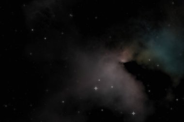 Galaksi uzayındaki yıldız alanı renkli nebula ile. Uzayın derinliklerinin bilim kurgu geçmişi. Ruhsal duvar kağıdı.