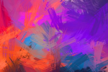 Renkli fırça darbelerinin soyut arkaplanı. fırçalanmış canlı duvar kağıdı. resmedilmiş sanat eseri. Eşsiz ve yaratıcı illüstrasyon.