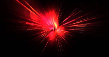 Fütürist mercek patlaması. Parlayan parçacıkları ve çizgileri olan ışık patlaması yıldızı. Güzel soyut ışın arkaplanı.