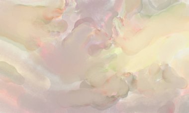 Yumuşak suluboya duvar kağıdı. Hafifçe fırçalanmış renkleri olan sanatsal bir resim. Pastel renkler arkaplana dokunmuş. Soyut duvar sanatı..