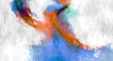 Soyut arkaplanda pürüzlü fırça darbeleri. Fırça boyası. Renkli boya darbeleri. Eşsiz duvar sanatı. Tuvaldeki modern sanat. Renkli çağdaş sanat eserleri. 