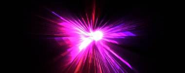 Fütürist mercek patlaması. Parlayan parçacıkları ve çizgileri olan ışık patlaması yıldızı. Güzel soyut ışın arkaplanı.
