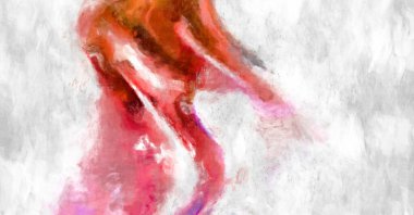 Soyut arkaplanda pürüzlü fırça darbeleri. Fırça boyası. Renkli boya darbeleri. Eşsiz duvar sanatı. Tuvaldeki modern sanat. Renkli çağdaş sanat eserleri. 