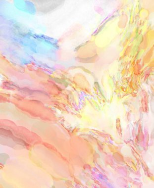 2D çizim. Sanatsal arkaplan resmi. Tablo üzerinde soyut resim. Çağdaş sanat. El yapımı resim. Renkli doku. Modern sanat eserleri. Yüzeyde suluboya fırça darbeleriyle boyama.