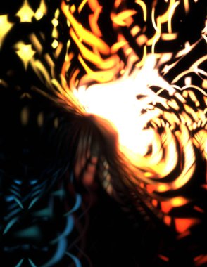 Işık parçacık izleri. Parlayan parçacıkları ve çizgileri olan ışık patlaması yıldızı. Güzel hareketli soyut ışın arkaplanı.