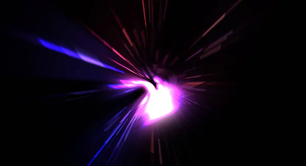 未来派镜头照明弹具有发光粒子和线的光爆恒星 美丽的抽象射线背景 — 图库照片