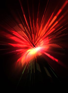 Fütürist mercek patlaması. Parlayan parçacıkları ve çizgileri olan ışık patlaması yıldızı. Güzel soyut ışın arkaplanı.