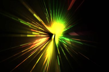 Fütürist mercek patlaması. Parlayan parçacıkları ve çizgileri olan ışık patlaması yıldızı. Güzel soyut ışın arkaplanı.