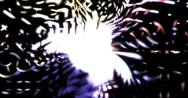 Işık parçacık izleri. Parlayan parçacıkları ve çizgileri olan ışık patlaması yıldızı. Güzel hareketli soyut ışın arkaplanı.