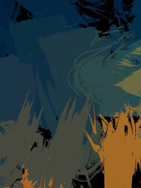 Vahşi fırça darbeleriyle yaratıcı soyut resim. Artistik fırça darbeleriyle donatılmış. Renkli ve canlı bir tasvir. Boyalı sanat.