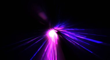 Fütürist mercek patlaması. Parlayan parçacıkları ve çizgileri olan ışık patlaması yıldızı. Güzel soyut ışın arkaplanı.