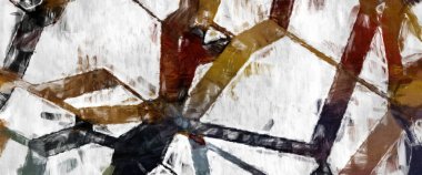 Soyut arkaplanda pürüzlü fırça darbeleri. Fırça boyası. Renkli boya darbeleri. Eşsiz duvar sanatı. Tuvaldeki modern sanat. Renkli çağdaş sanat eserleri. 