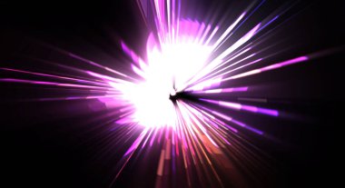 Fütürist mercek patlaması. Parlayan parçacıkları ve çizgileri olan ışık patlaması yıldızı. Güzel soyut ışın arkaplanı.