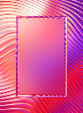 Soyut çerçeveli arkaplan. Renkli, canlı, dalgalı bir duvar kağıdı. Merkezi çerçeveli yaratıcı grafik 2d çizim. Dinamik şekilli modaya uygun sıvı örtüsü.