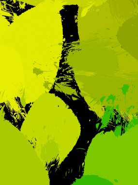 Vahşi fırça darbeleriyle yaratıcı soyut resim. Artistik fırça darbeleriyle donatılmış. Renkli ve canlı bir tasvir. Boyalı sanat.