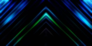 Soyut parlayan geometrik ışıklar arka planda. Fraktal simetrik grafik çizimi. Parıldayan ve parıldayan çubukları kesiştir.