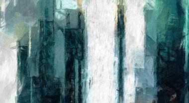 Soyut arkaplanda pürüzlü fırça darbeleri. Fırça boyası. Renkli boya darbeleri. Eşsiz duvar sanatı. Tuvaldeki modern sanat. Renkli çağdaş sanat eserleri. 