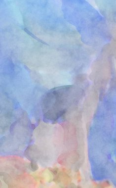 Pastel renklerde suluboya resim. Poster, duvar sanatı, afiş, kart, kitap kapağı ya da ambalaj için rahatlatıcı kompozisyonun yumuşak renkli çizimi. Modern fırça darbeleri resim.