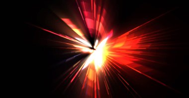 Fütürist mercek patlaması. Parlayan parçacıkları ve çizgileri olan ışık patlaması yıldızı. Güzel soyut ışın arkaplanı.