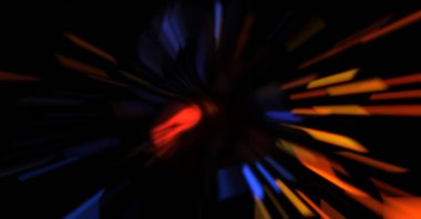 Işık parçacık izleri. Parlayan parçacıkları ve çizgileri olan ışık patlaması yıldızı. Güzel hareketli soyut ışın arkaplanı.