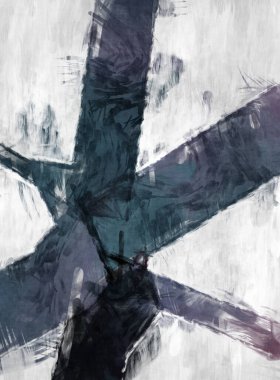 Soyut arkaplanda pürüzlü fırça darbeleri. Fırça boyası. Renkli boya darbeleri. Eşsiz duvar sanatı. Tuvaldeki modern sanat. Renkli çağdaş sanat eserleri. 