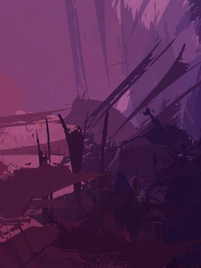 Fırça darbesi ile boyanmış. Sanatsal canlılık ve renkli duvar kâğıdı. Kaotik resim. Taranmış Boyalı Soyut Arkaplan. 